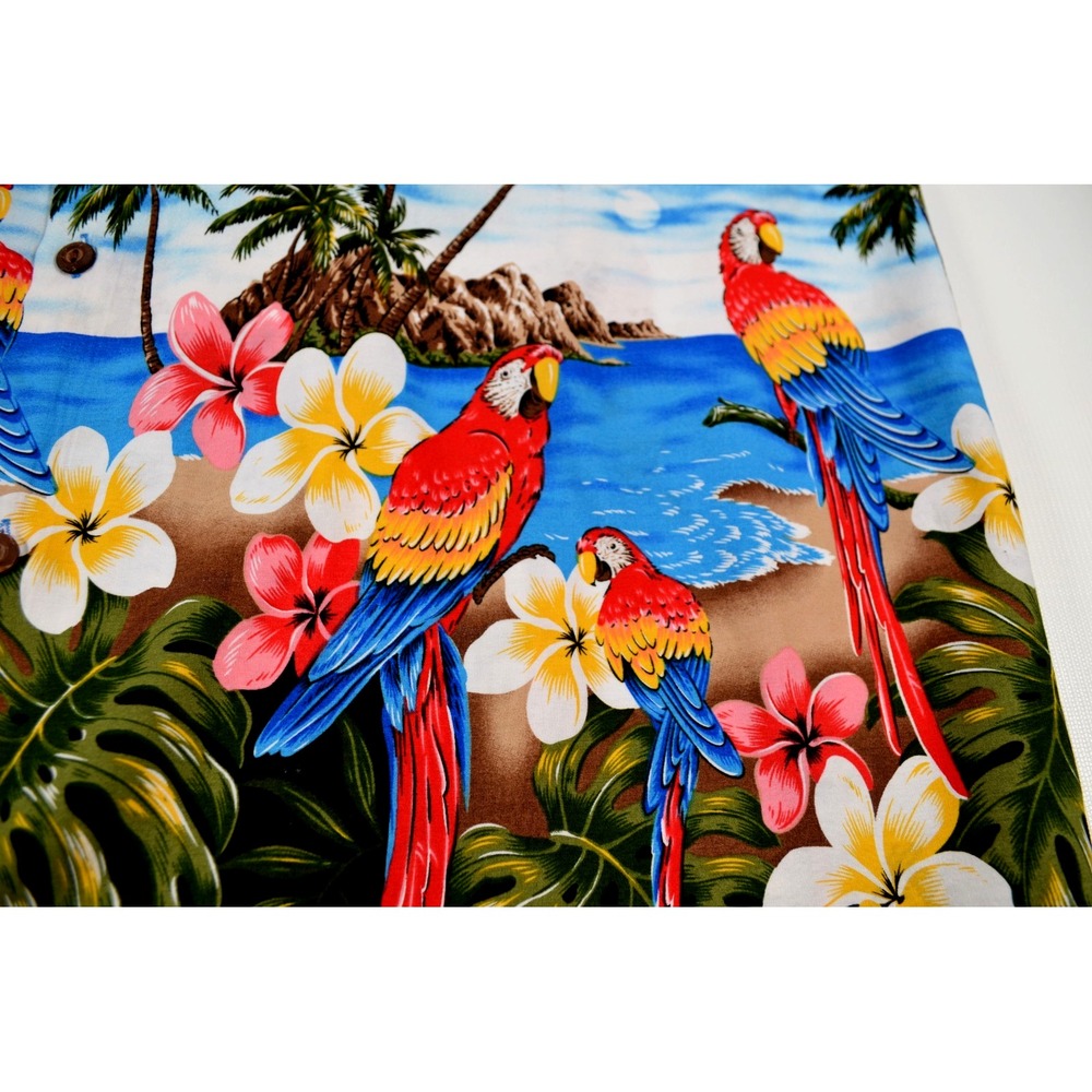 Vintage‎ Pacific Legend Hawaiian Shirt Blue Parrot Print XL EUC - Picture 9 of 16